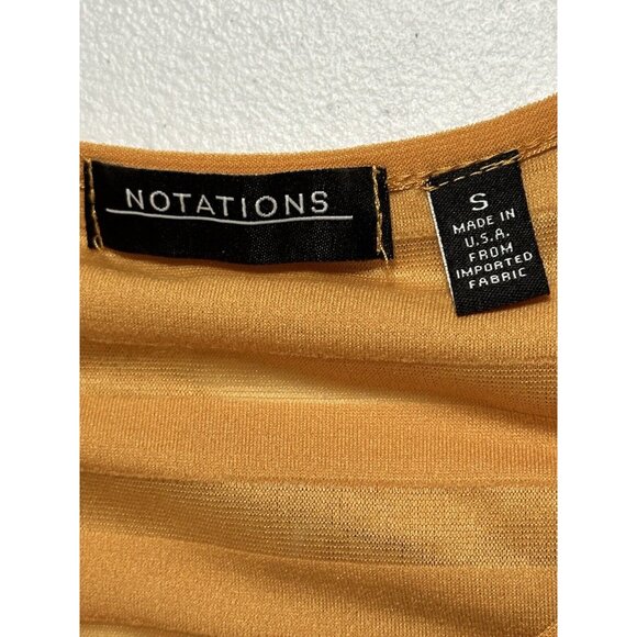 Notations 3/4 Sleeve Ruffle Blouse V-neck Top Solid Apricot Orange‎ Stretch S - Picture 3 of 5